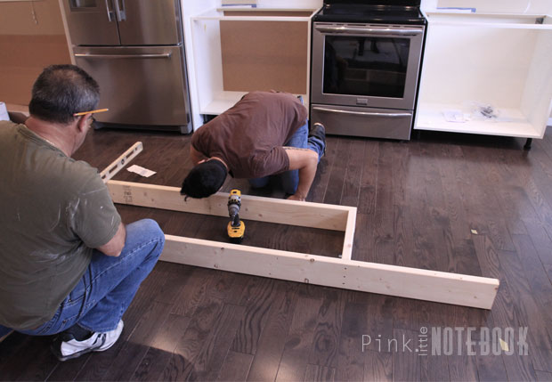 Creating An Kitchen Island Pink, How To Install Kitchen Island Base Cabinets